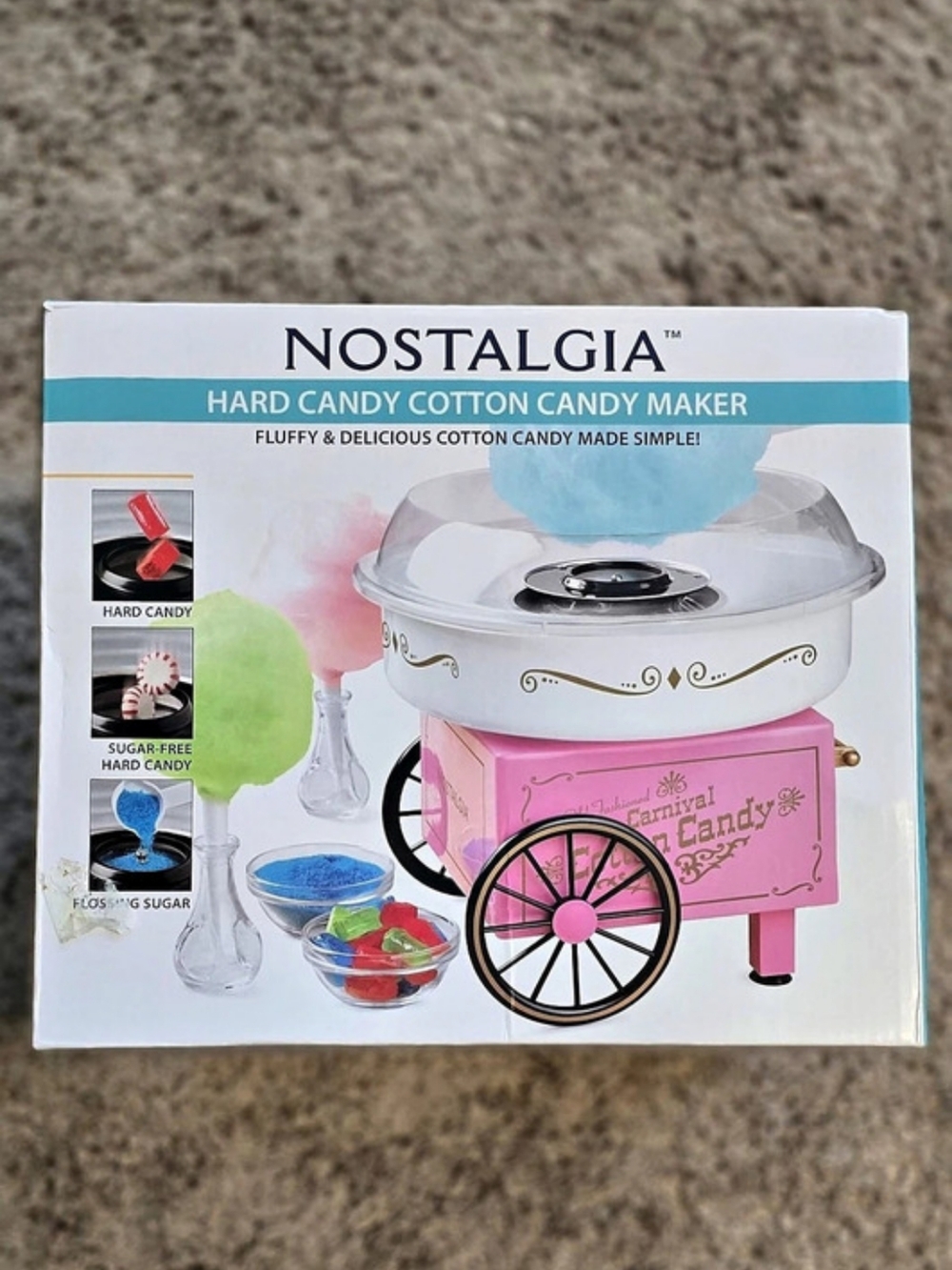 Nostalgia Hard Candy Cotton Candy Maker Pink & White NWT
